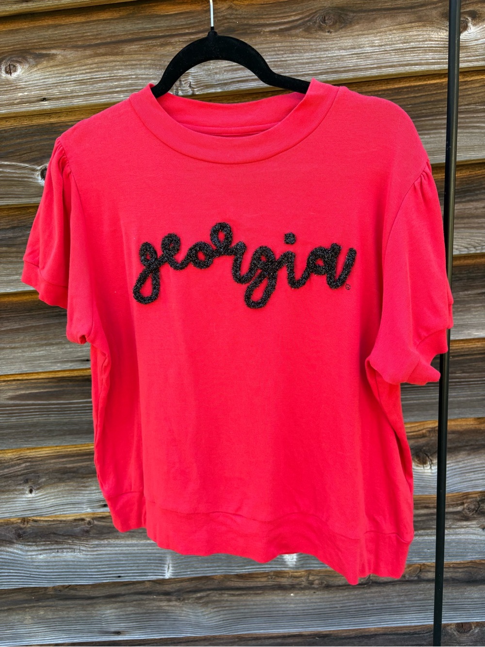 Georgia Embroidered Red Short Sleeve Top